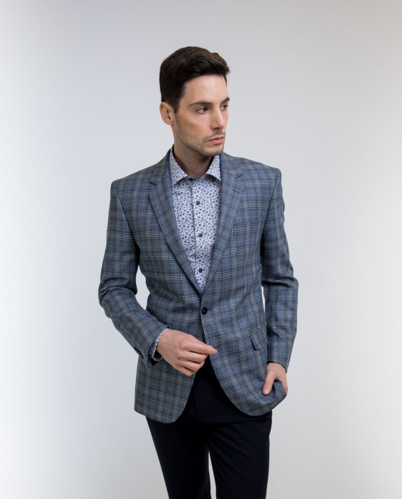 Checked Woolen Blazer Slim Fit