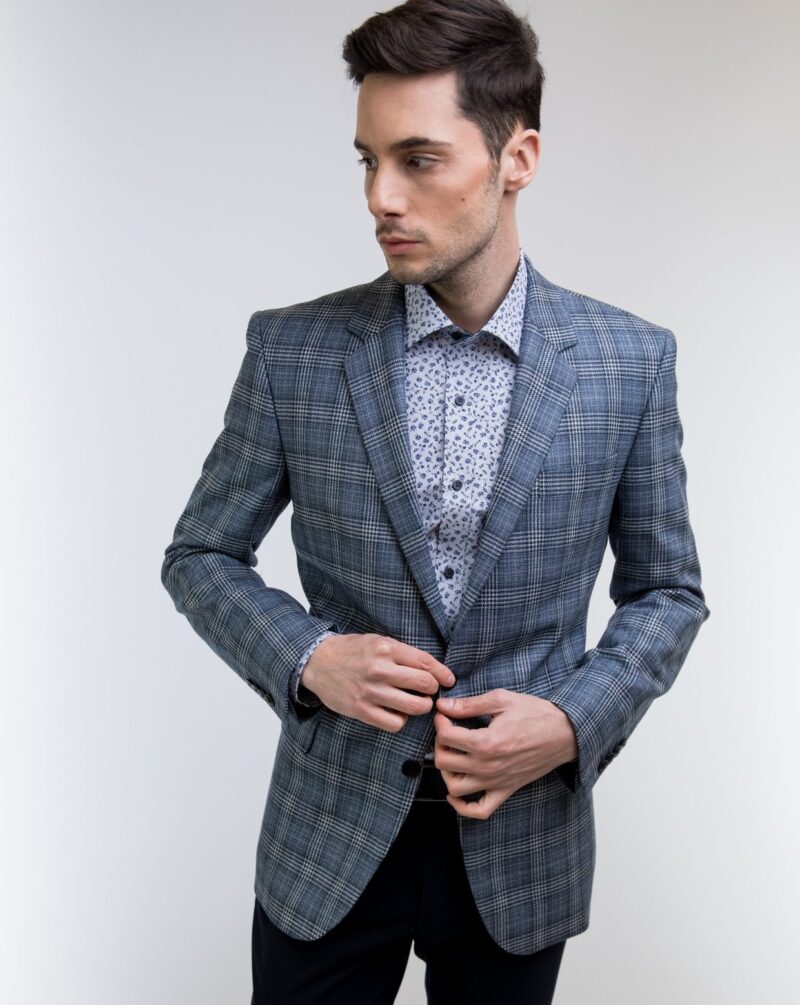 Checked Woolen Blazer Slim Fit