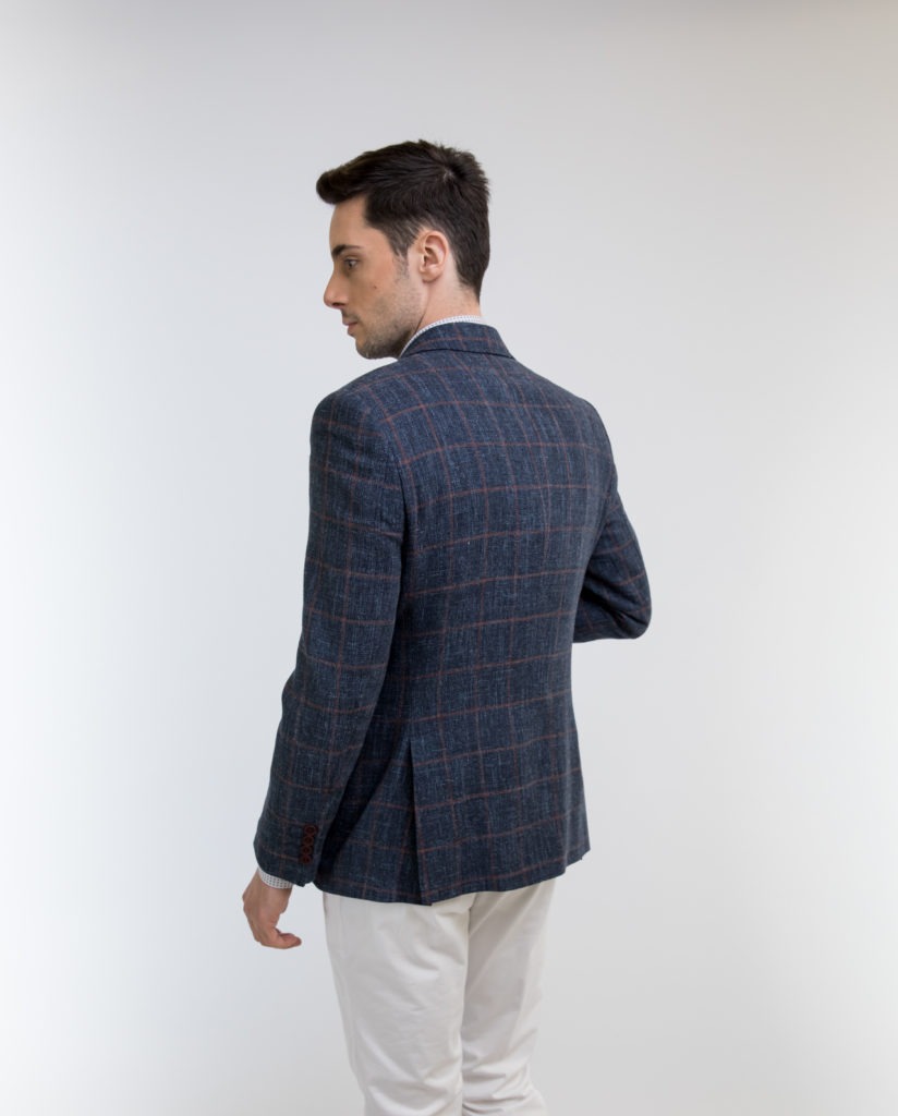 Wool - Linen Checked Blazer Slim Fit