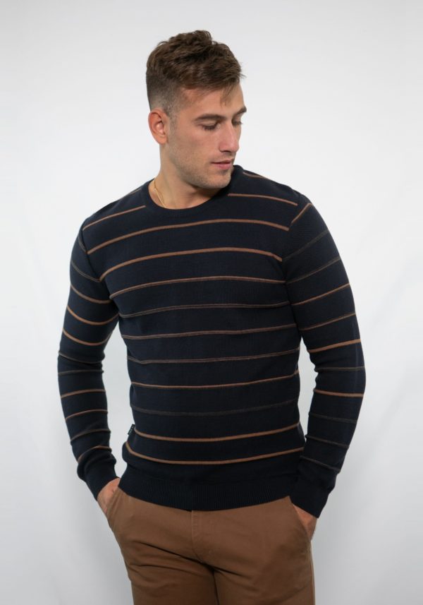 Crew Neck Pullover With Stripes SIDE EFFECT