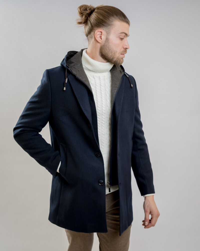 Blue Hooded Coat LEXTON