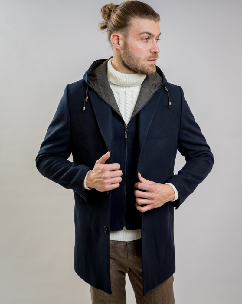 Blue Hooded Coat LEXTON