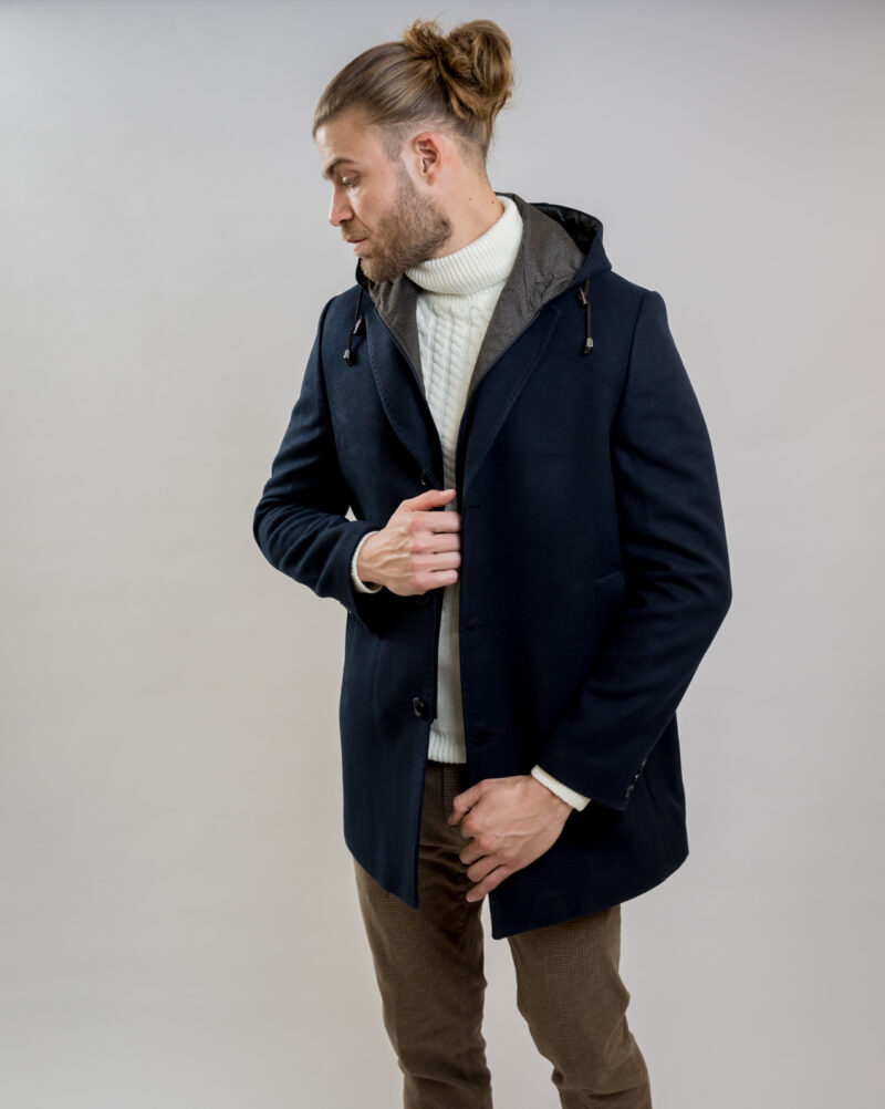 Blue Hooded Coat LEXTON