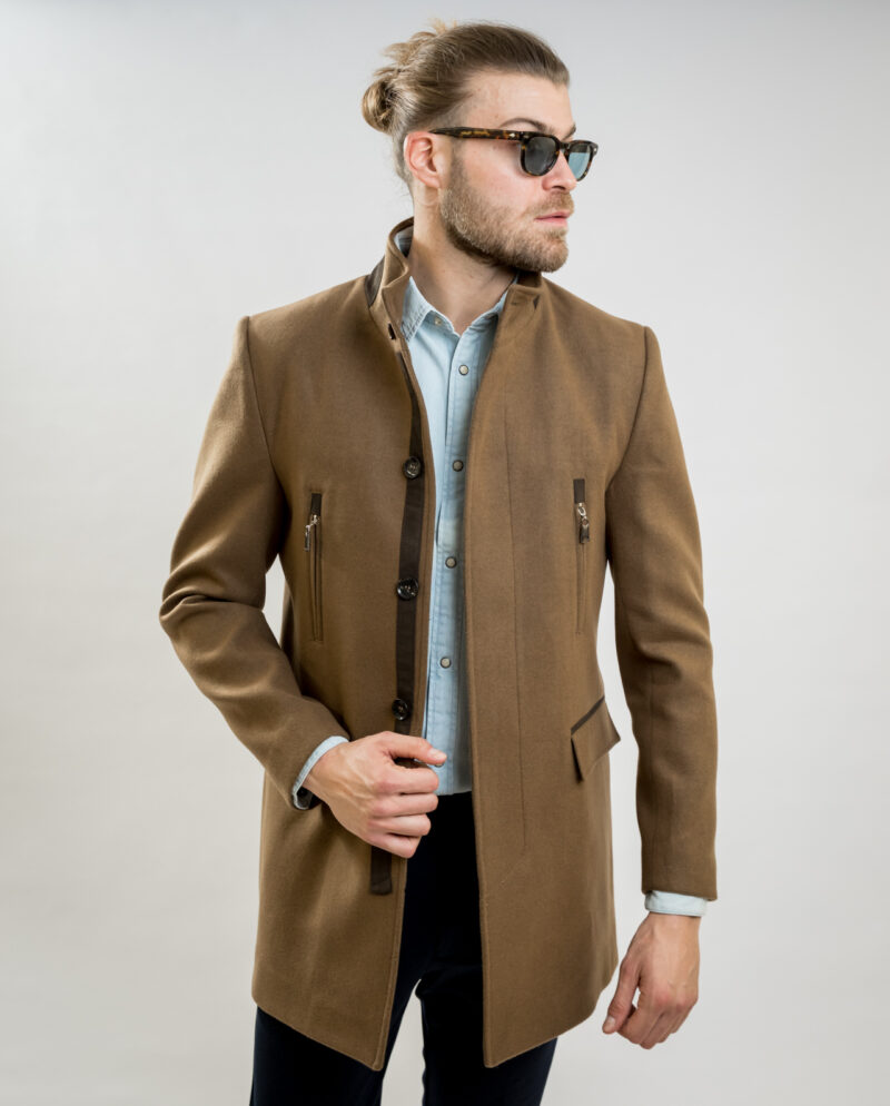 High Neck Camel Coat PAULO FRIEDMAN