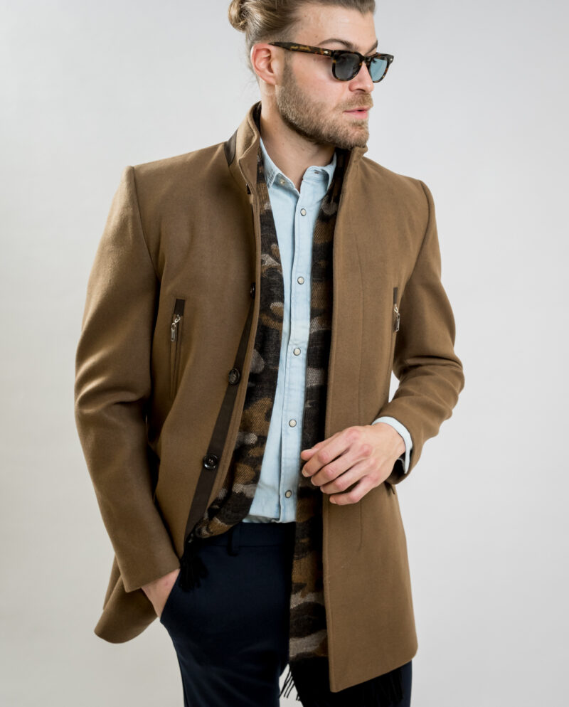 High Neck Camel Coat PAULO FRIEDMAN