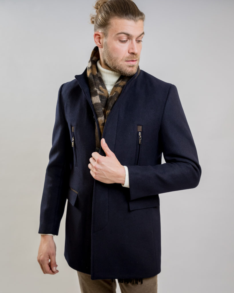 High Neck Blue Coat PAULO FRIEDMAN