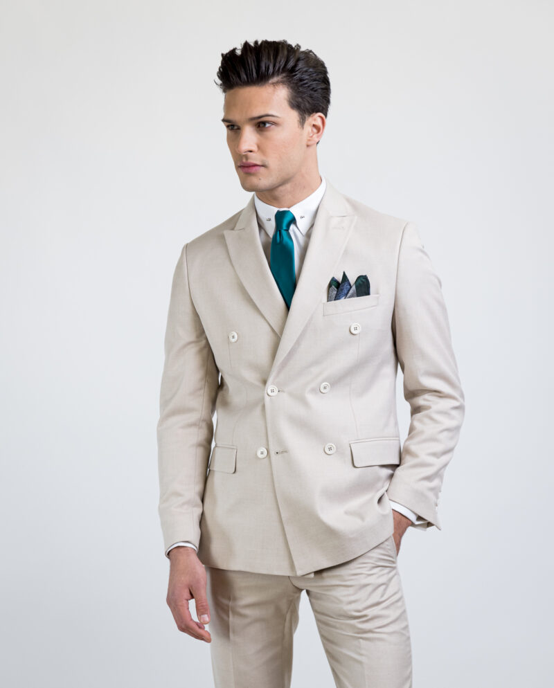 Κοστούμι Σταυρωτό Μπεζ Slim Fit, ALTER EGO