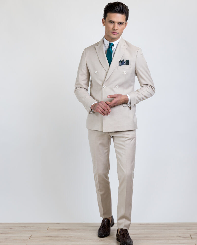 Κοστούμι Σταυρωτό Μπεζ Slim Fit, ALTER EGO