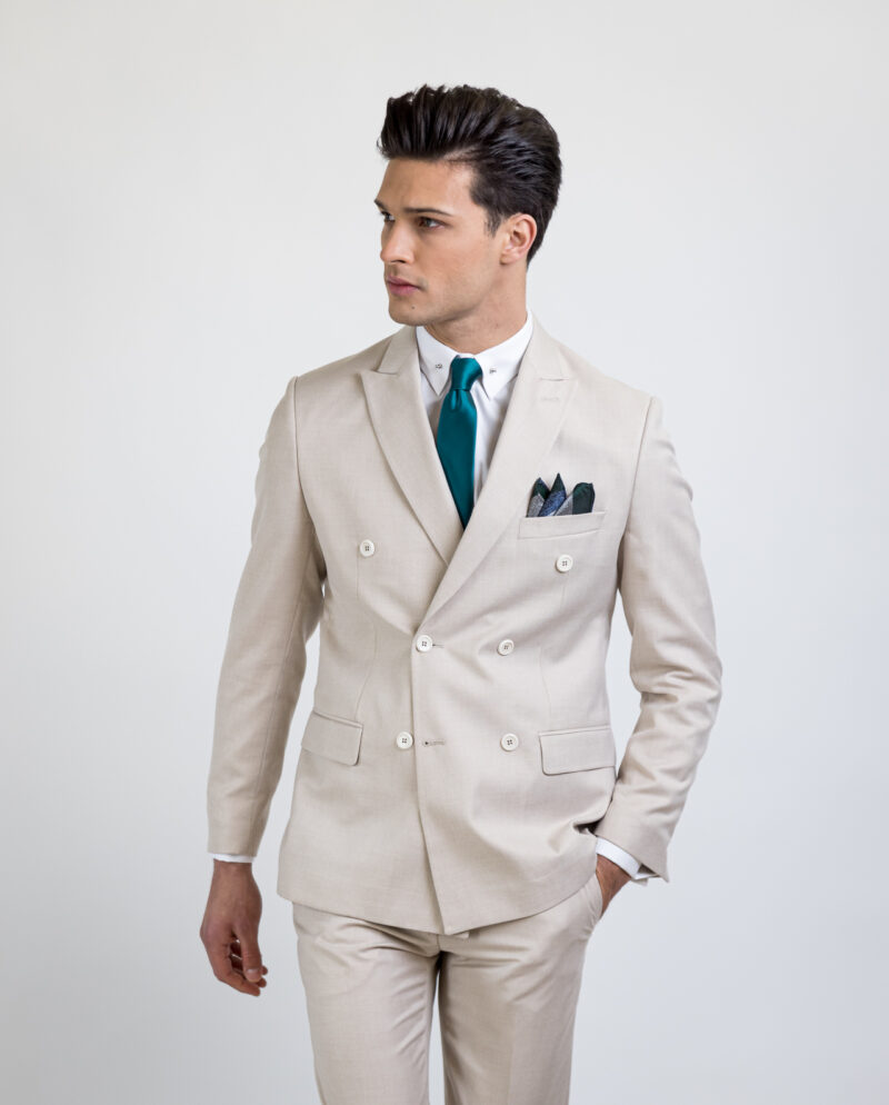 Κοστούμι Σταυρωτό Μπεζ Slim Fit, ALTER EGO