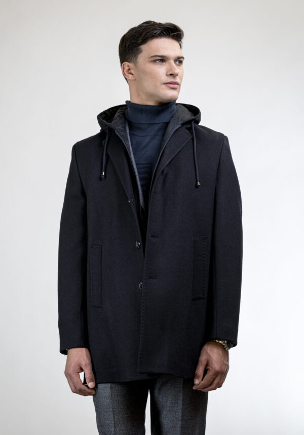 Blue Hooded Coat LEXTON