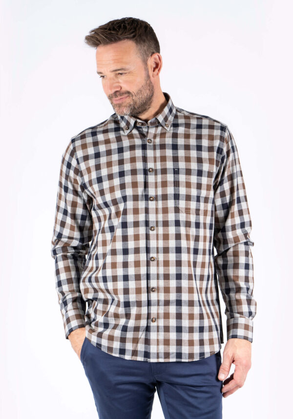 Πουκάμισο Γκρι-Καφέ Καρό Murat, PRE END