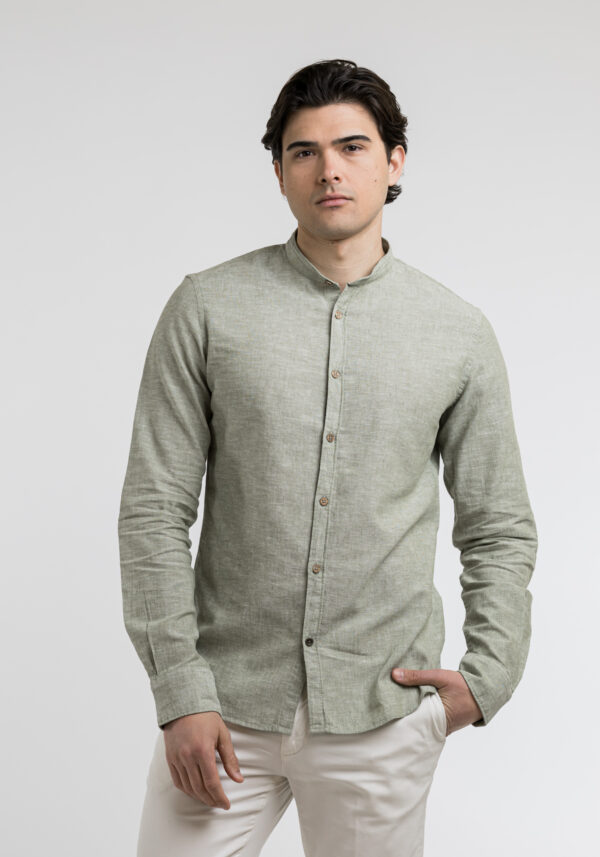 Πουκάμισο Λινό Μάο Λαδί, YES ZEE